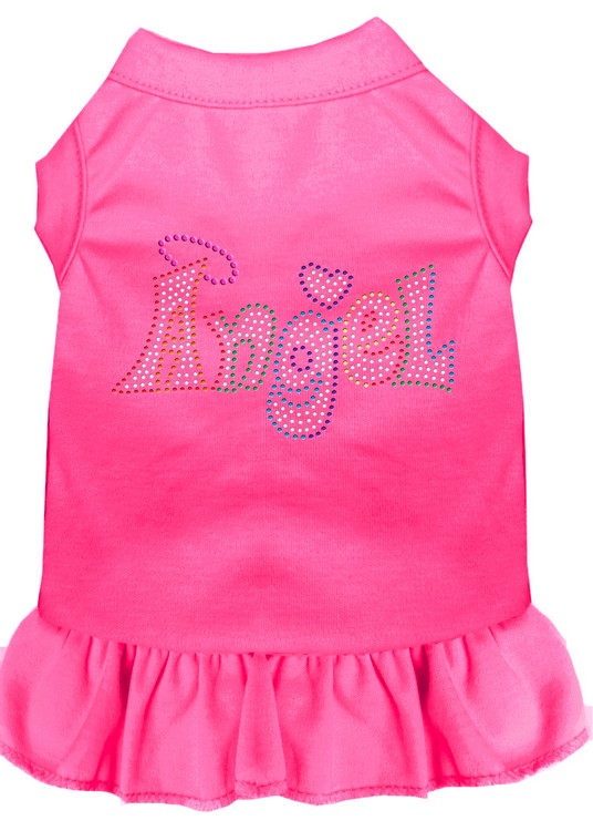 Technicolor Angel Rhinestone Pet Dress Bright Pink Lg